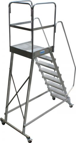 Односторонняя передвижная лестница с платформой 1х8 KRAUSE CORDA 820068